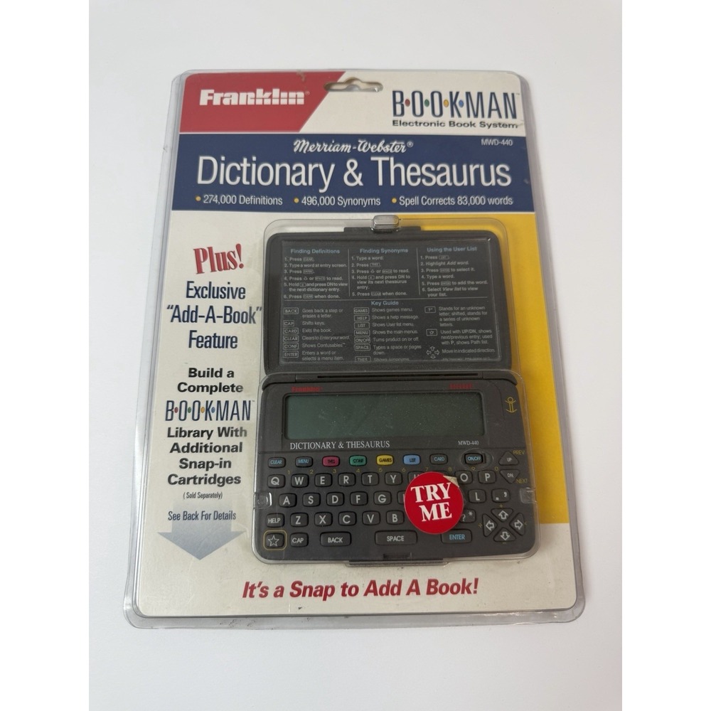 Franklin Bookman Dictionary Thesaurus MWD-440 New Sealed‎ READ